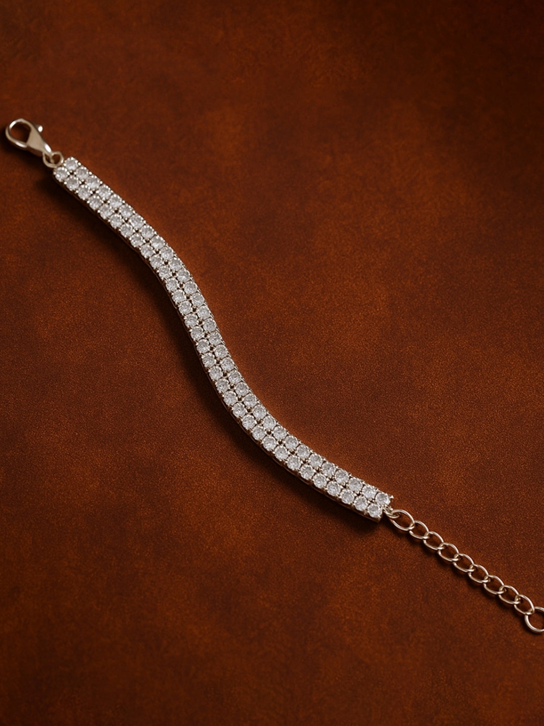 Original silver bracelet for ladies with double row tennis design