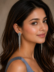 Silver drop earrings for women with polished chain dangle style