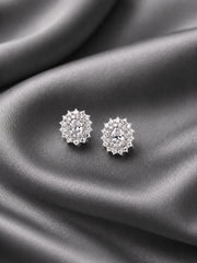 Sterling silver earrings for women with ruby centre stone