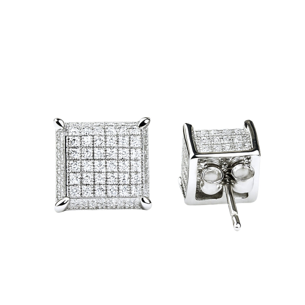 Silver traditional earrings for women with square stud design