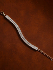 Original silver bracelet for ladies with double row tennis design