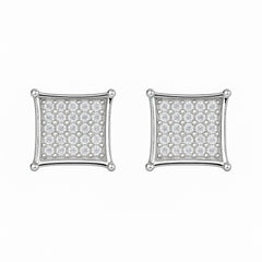 Silver traditional earrings for women with classic square stud style