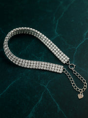 Original silver bracelet for ladies with triple line tennis design