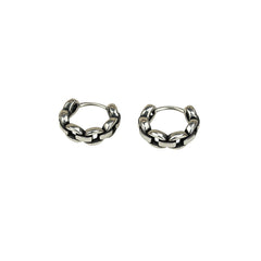 Silver traditional earrings for women with oval hoop detailing