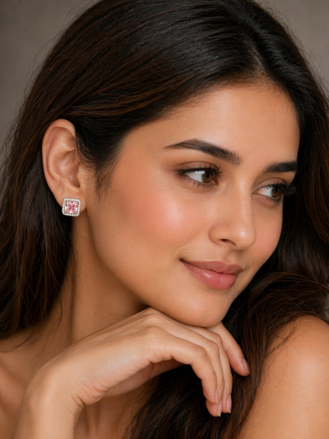 Axora Life 925 sterling silver pink emerald sparkle stud earrings for women