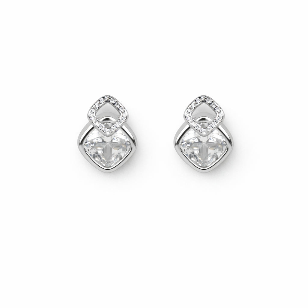 Axora Life 925 sterling silver emerald square stud earrings for women