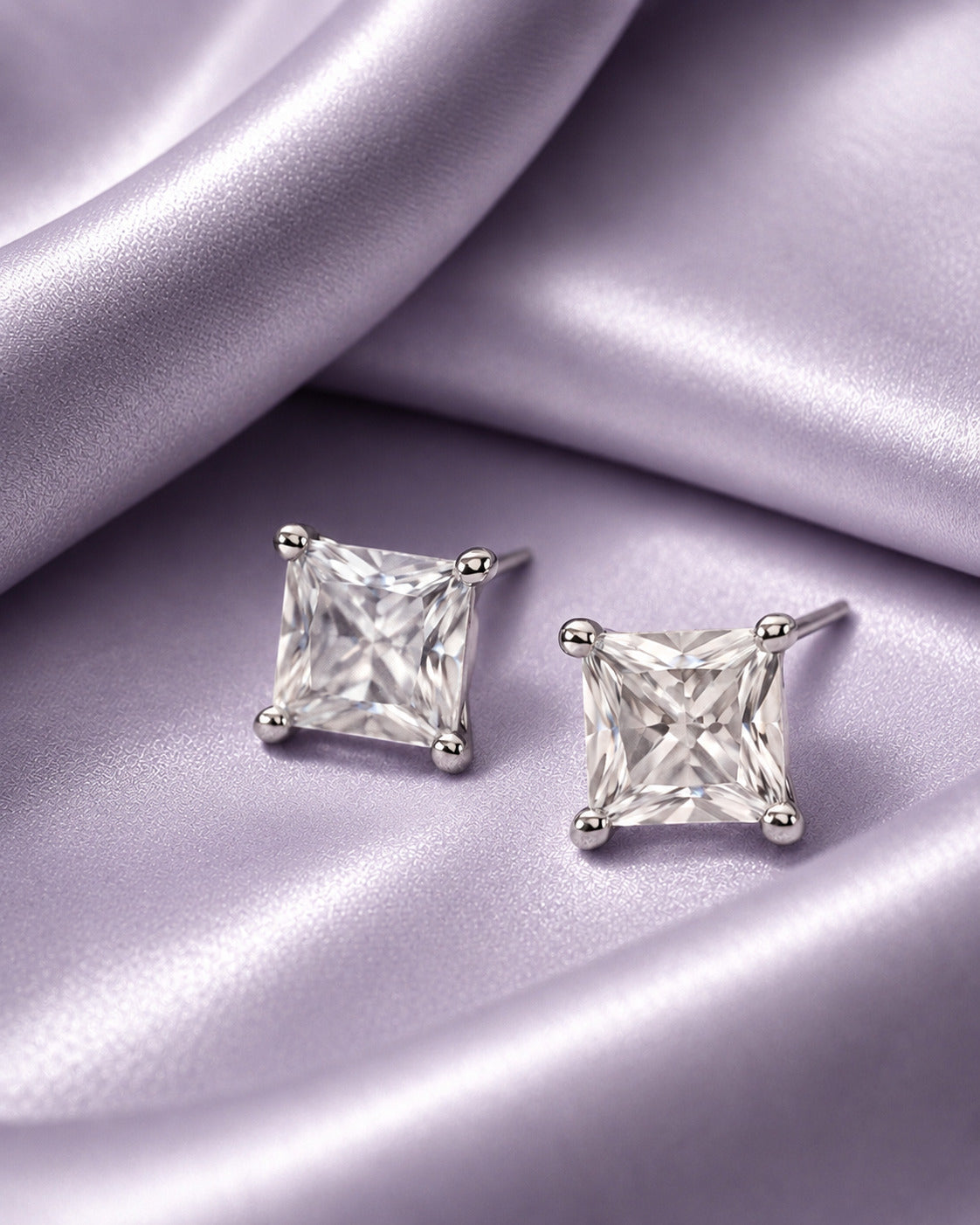 925 sterling silver earrings India with four-prong CZ stud design