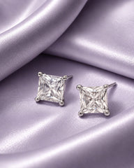 925 sterling silver earrings India with four-prong CZ stud design