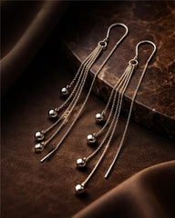 Sterling silver earrings for women with crystal stud and chain drop