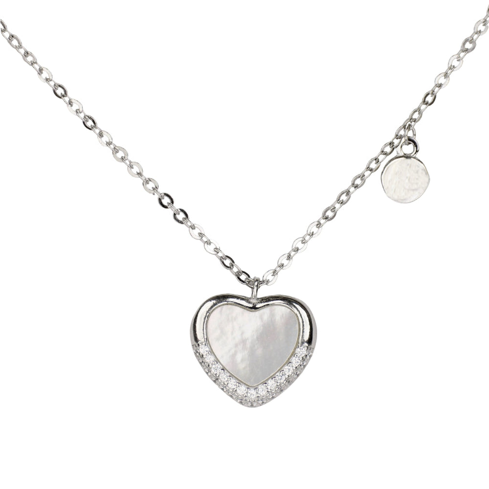 Axora Life 925 sterling silver mother of pearl heart pendant for women