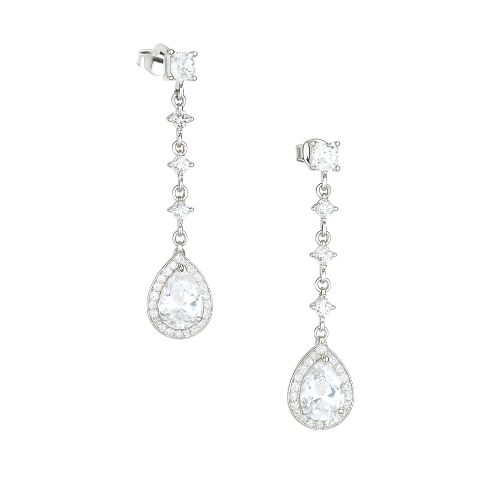 Axora Life 925 sterling silver pear drop CZ dangle earrings for women