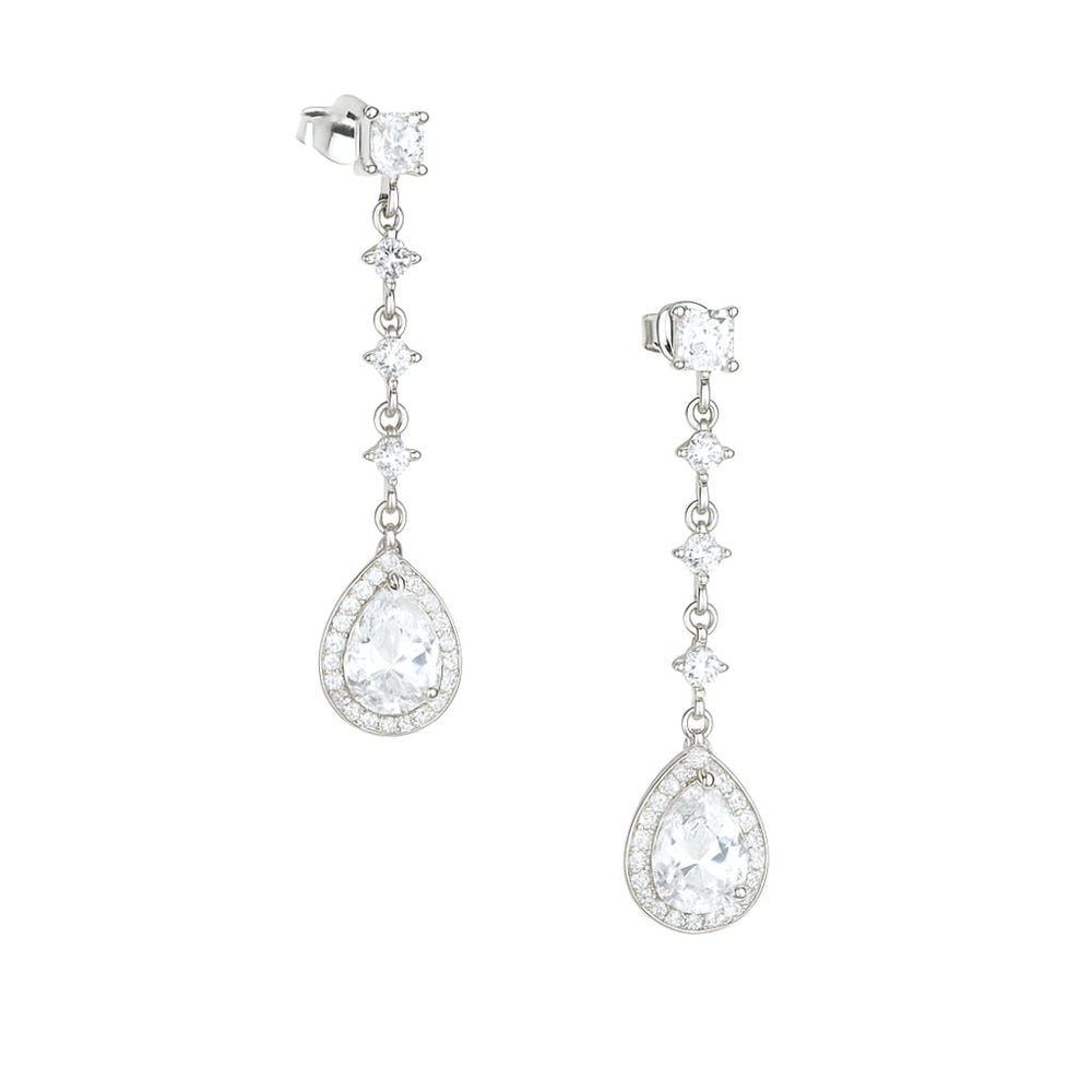 Axora Life 925 sterling silver pear drop CZ dangle earrings for women