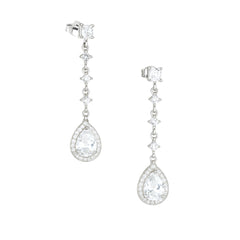 Axora Life 925 sterling silver pear drop CZ dangle earrings for women