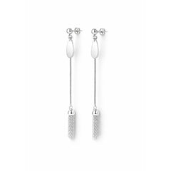 Silver drop earrings for women with elegant tassel shine detailing