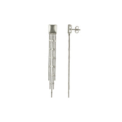 Silver drop earrings for women with multi-strand tassel detailing