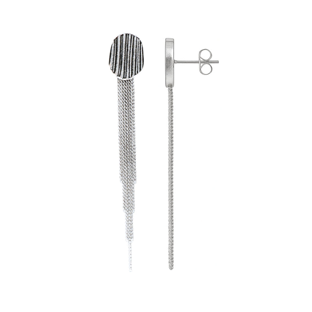 Sterling silver earrings for women with textured oval stud design