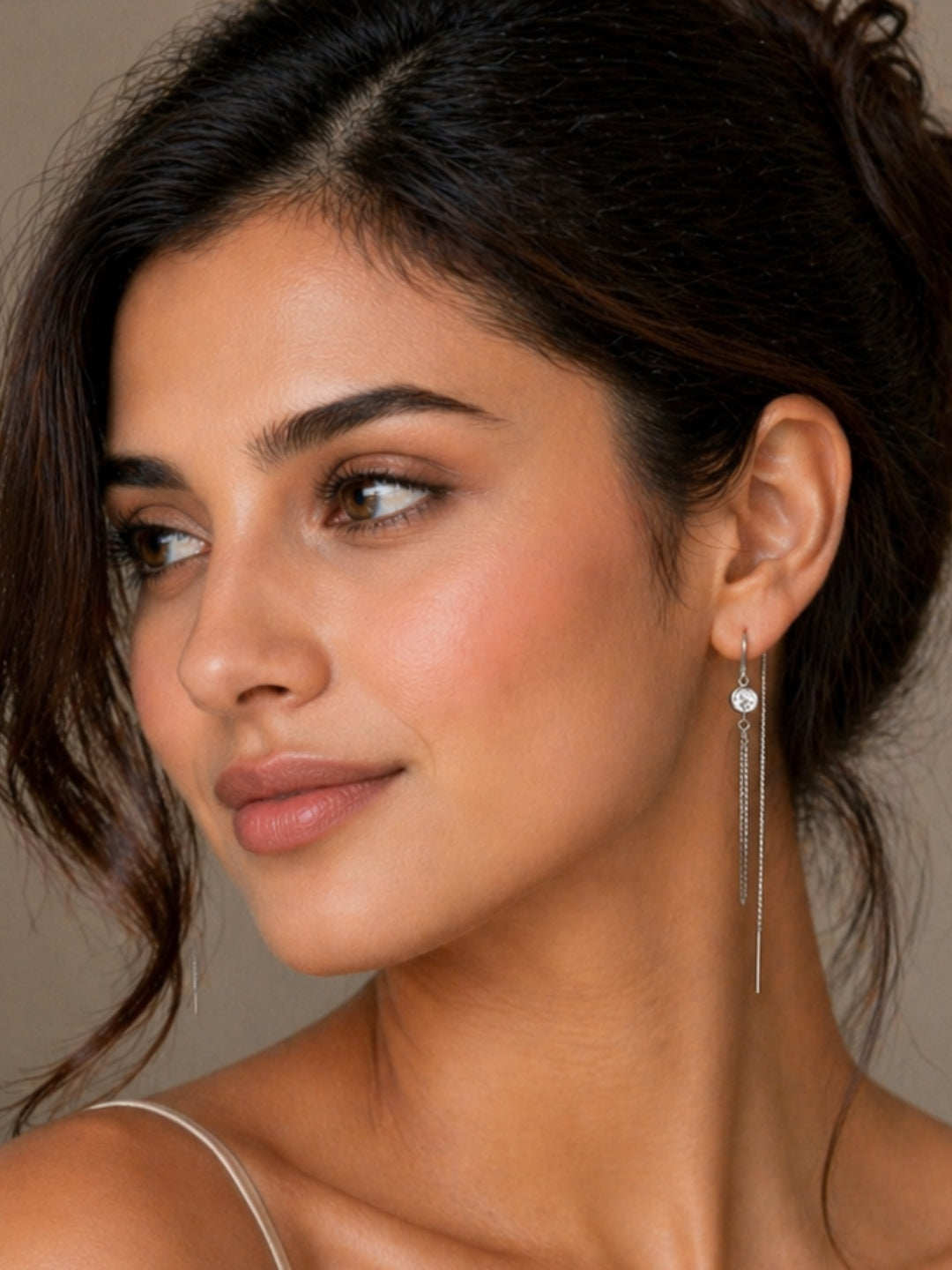 925 sterling silver earrings India with elegant silver threader design