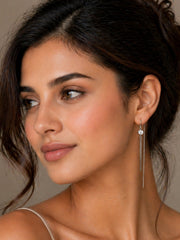 925 sterling silver earrings India with elegant silver threader design