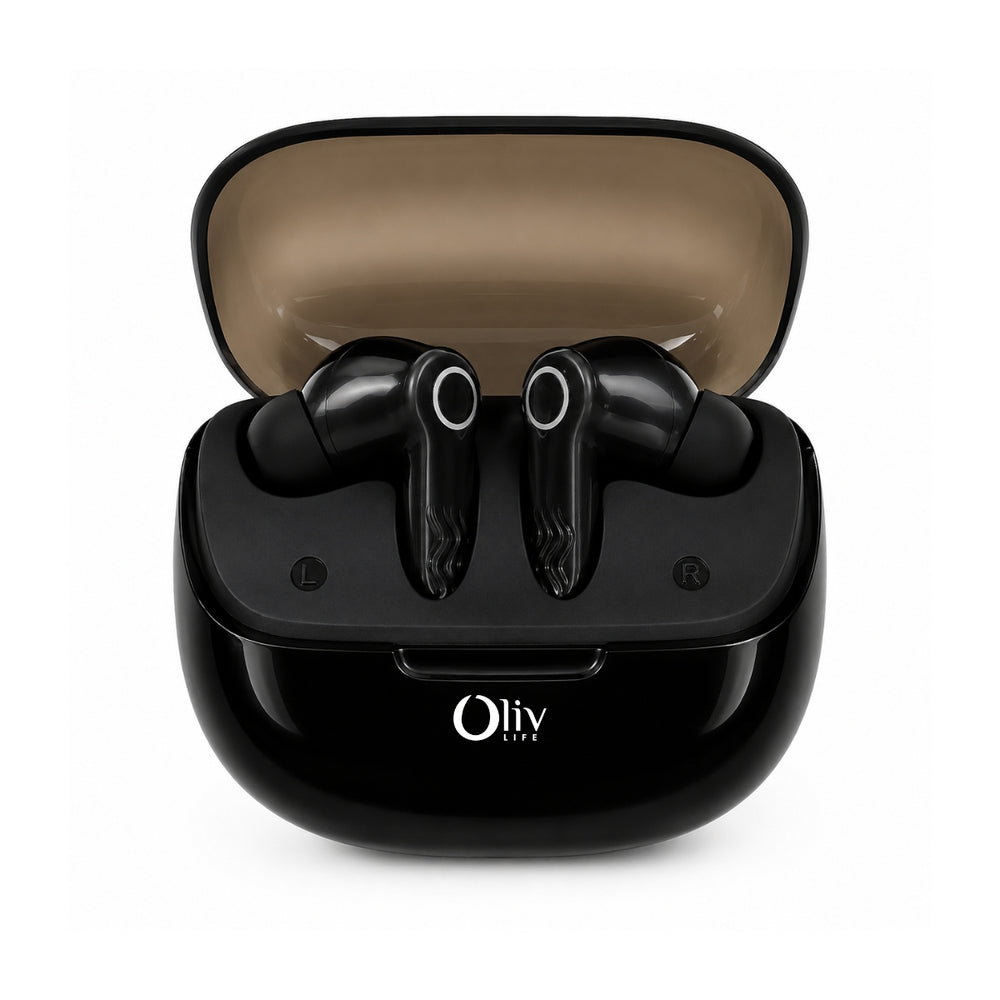 OlivLife Nero wireless earbuds with charging case