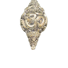 Pure Silver Om Conch Shell Spiritual Decor with Intricate Detailing