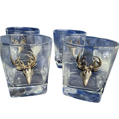 Elegant Pure Silver Reindeer Whisky Glass Luxury Drinkware Set (Set of 4, 22g Silver)