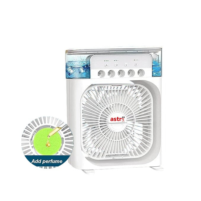 Astra Appliances Portable Mini Air Cooler Fan with Water Mist, 3 Speed Modes & USB Type-C USB Air Cooler
