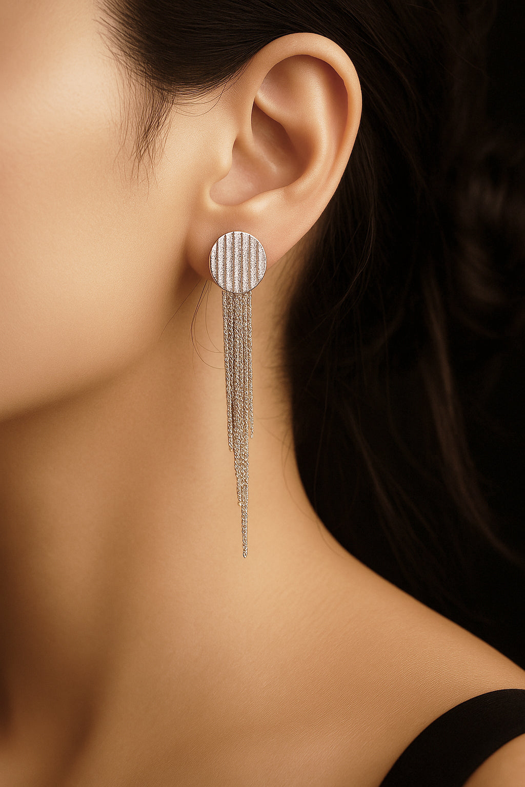 Silver 925 Long Fringe Earrings
