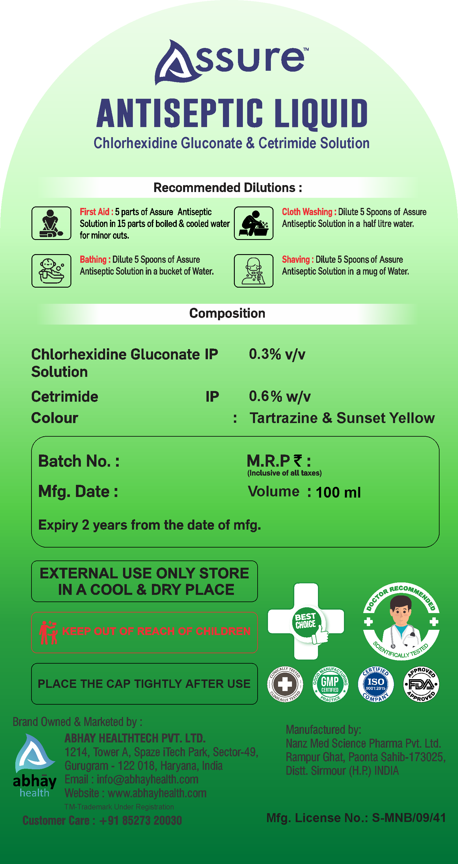 ASSURE ANTISEPTIC LIQUID (UNIVERSAL)