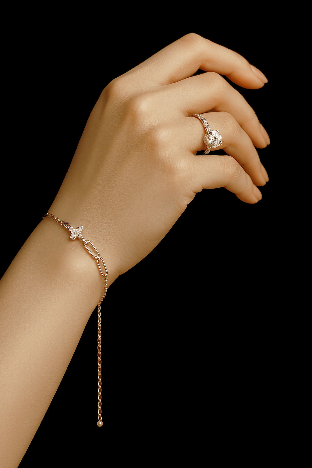 Elegant Silver Butterfly Bracelet