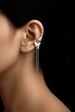 Silver Italian Butterfly Chain Ear Cuff Earrings