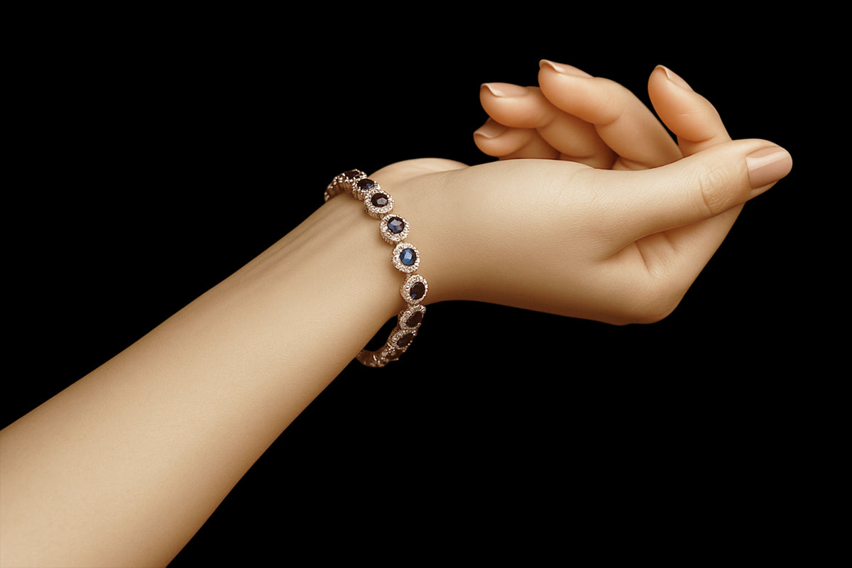 Blue Sterling Silver Sapphire Gemstone Bracelet