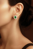 Silver Elegant Stud Earrings With Green Stone