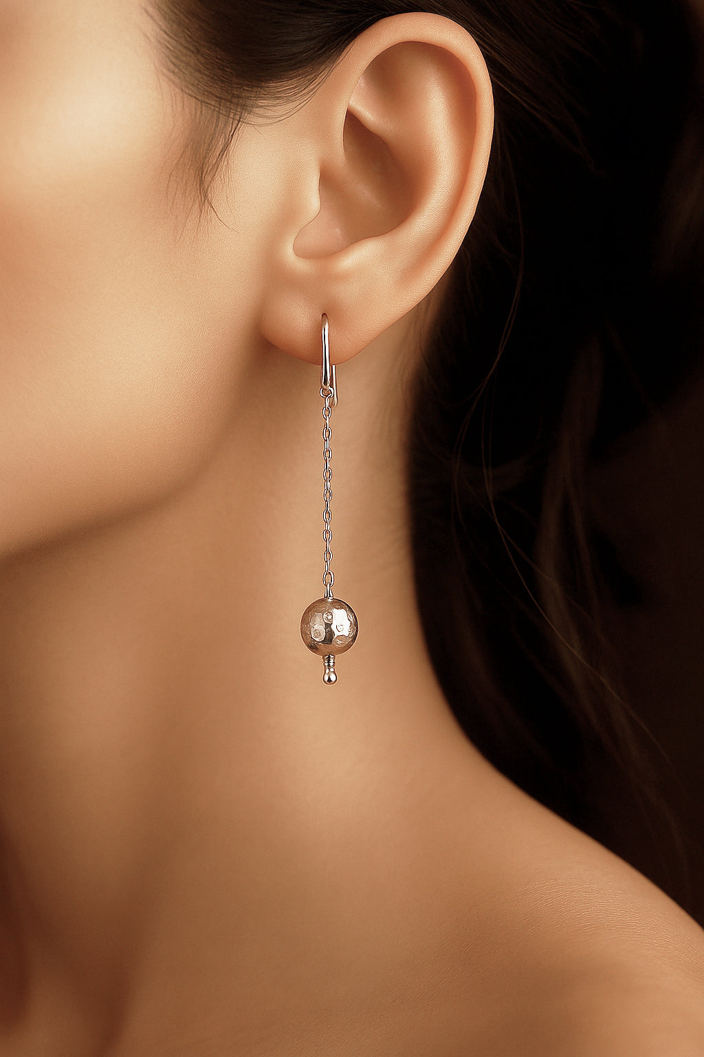 Silver Italian Drop Ball Dangle Earrings