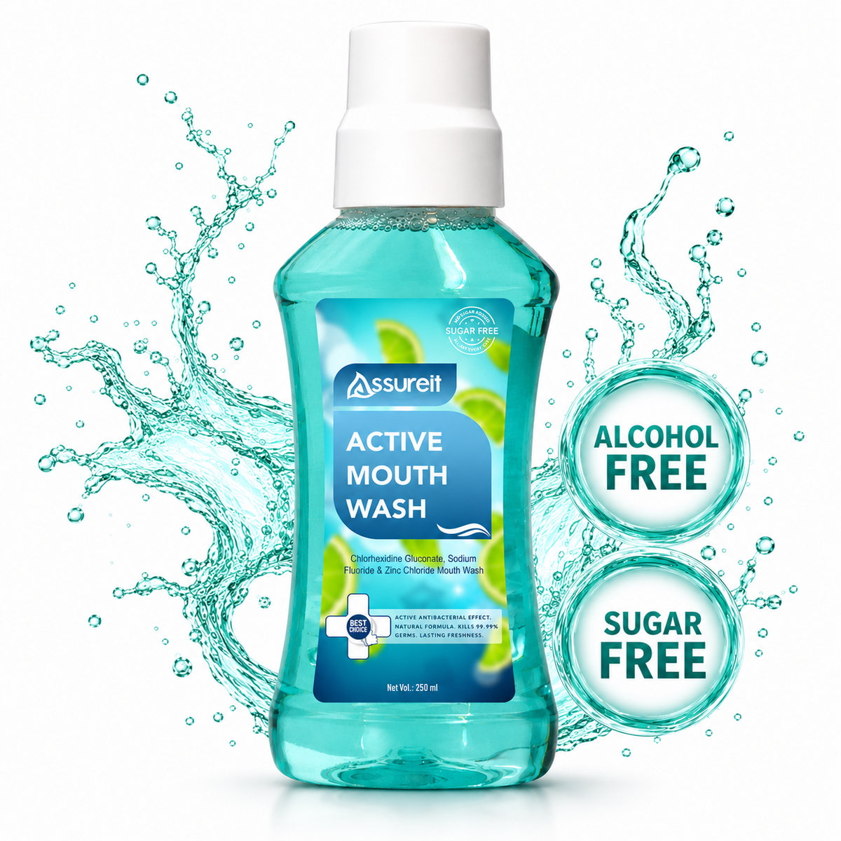 Assureit Active Mouthwash – Alcohol-Free Mouthwash for Bad Breath | Best Mouthwash for Daily Use