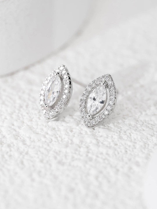 925 Silver Marquise Zircon Stud Earrings