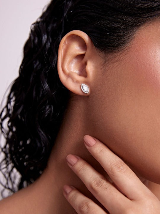 925 Silver Marquise Zircon Stud Earrings