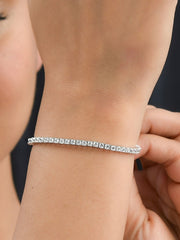Sterling Silver-Plated Stone Studded Bracelet