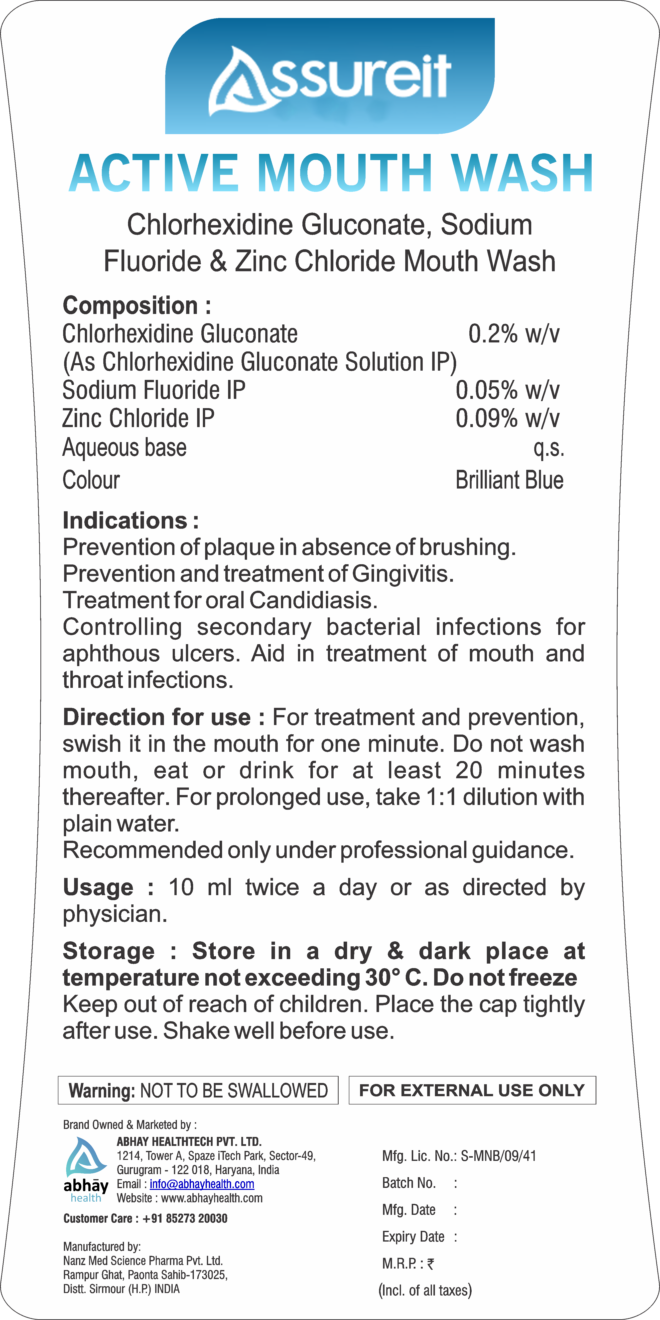Alcohol-Free Mouthwash for Healthier Gums - Assure Active Mouth Wash