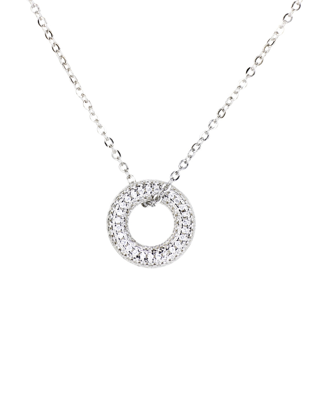Silver Oval Shape Pendant Necklace